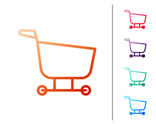 红色线购物车图标隔离在白色图片下载