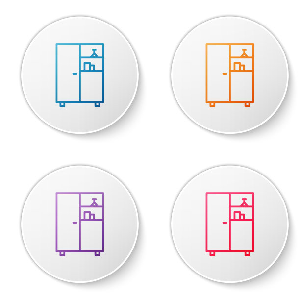 彩色线药柜图标隔离在白色上图片下载