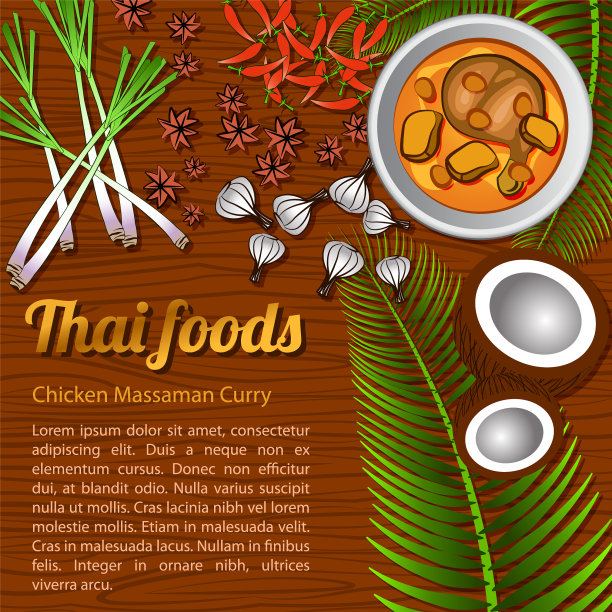 泰国美味和著名的美食咖喱鸡图片下载