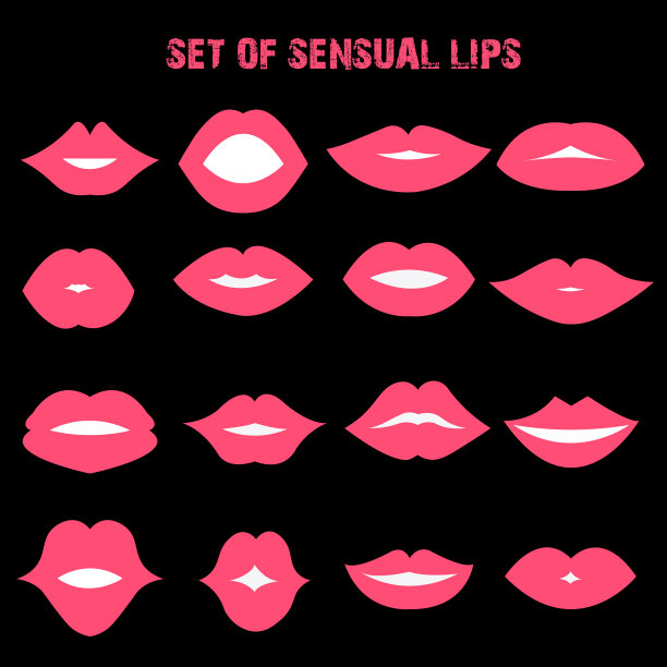 设置性感的嘴唇扁平风格图片下载