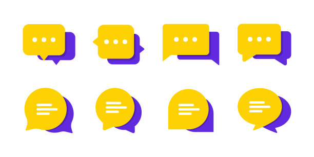 聊天消息气泡矢量图标的设置。沟通的图标。谈论泡沫,对话框。网络图标集。在线交流。会话、短信、通知、群聊。不同风格的聊天图标图片下载