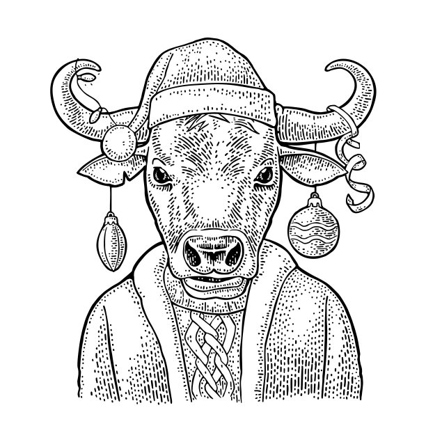 狗圣诞老人戴着帽子，穿着外套。新年祝福语图片下载