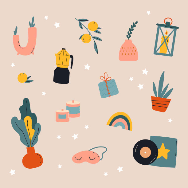 Hygge装饰的东西。寒假装饰套装图片下载