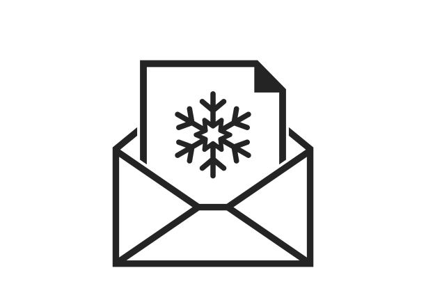 装着雪花的节日贺卡的信封。圣诞和新年的设计元素图片下载