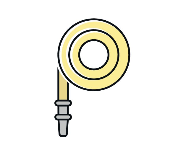 消防水带图标与平面设计风格的白色背景。图片下载