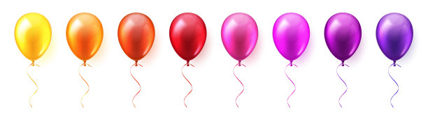 逼真的彩色光滑的飞行气球集。生日聚会。丝带。庆祝。婚纪念日。矢量图图片下载