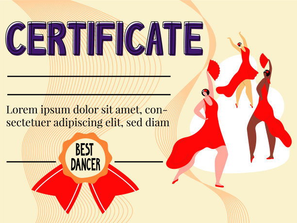 矢量平面插图布局，证书模板，文凭为赢得比赛。图片下载