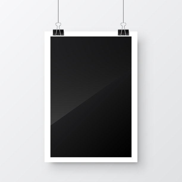 照片卡框，胶片挂在回形针上。数字快照图像。摄影艺术。照片模板或模型的设计。矢量图图片下载