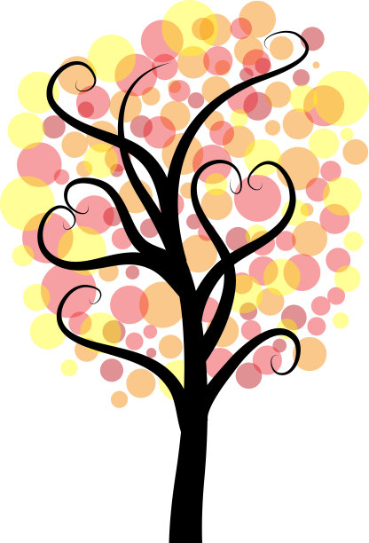 向量树与心脏形状图片下载