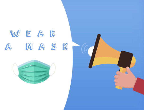 医疗面具图标。预防病毒和空气传播疾病。由于冠状病毒大流行，Megafon宣布并呼吁人们戴上防护口罩图片下载