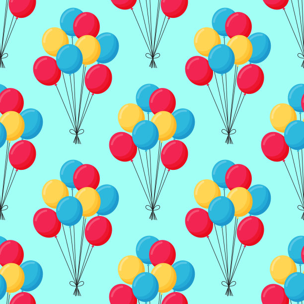 生日的模式。生日快乐的背景。背景和气球。绳子上的气球。模式。矢量图图片下载