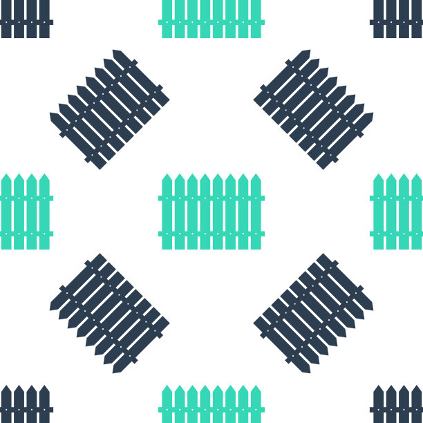 绿色栅栏木制图标孤立无缝模式上的白色背景。花园篱笆的迹象。向量图片下载