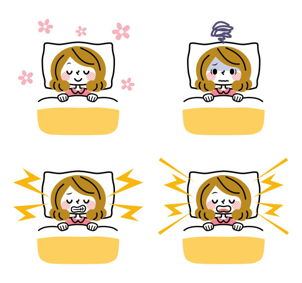 一个女人的良好睡眠和失眠的例子。图片下载