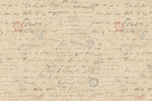 抽象的背景在复古风格与老旧的黄棕色纸褪色墨水手写不可读的文字图片下载