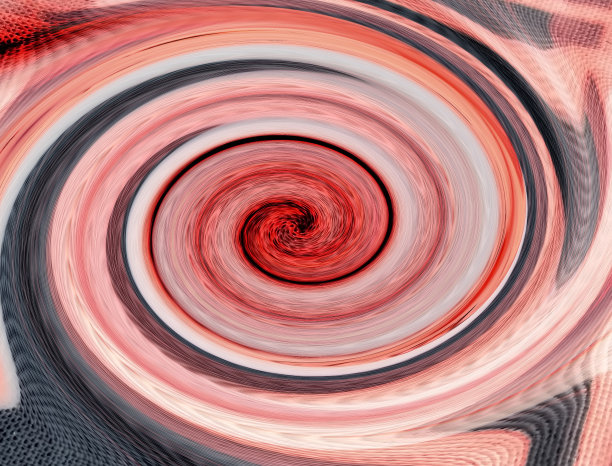 一个旋转的漩涡。螺旋催眠，催眠的概念，向下的图案，抽象的背景从闪亮的圆圈彩色纹理。红色，灰色，黑色图片下载
