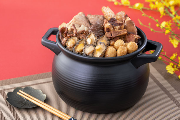 中国传统食物佛跳强的特写。图片下载