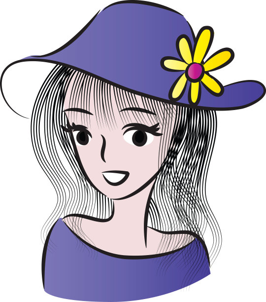 矢量卡通美在帽子图片下载