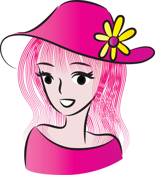 矢量卡通美在帽子图片下载