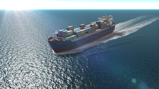 公海上的货运集装箱船航拍图片下载