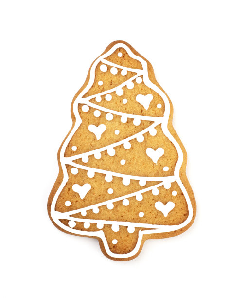 姜饼圣诞树在一个白色孤立的背景图片下载