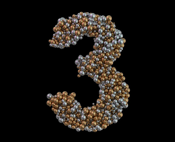 背景上是金色数字3。3 d图片下载