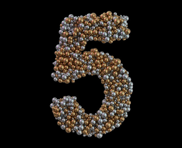 背景上是淡金色数字5。3 d图片下载