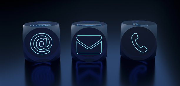 抽象的接触图标作为霓虹灯在背景前图片下载