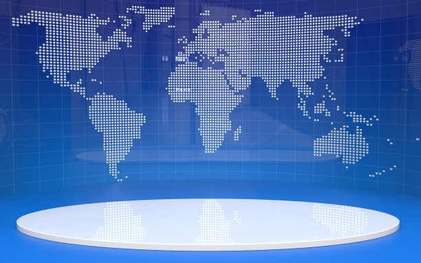 表格和新闻横幅背景在新闻工作室_3d渲染图片下载