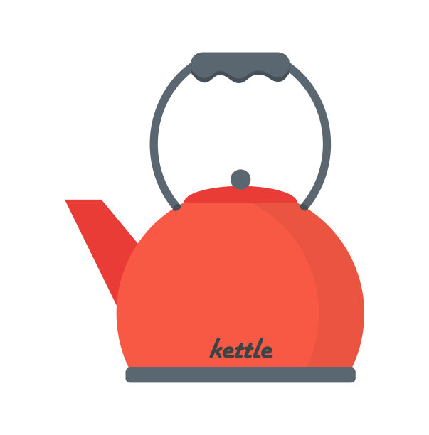 水壶煮沸图标在一个平坦的风格。家用电器。矢量壶的平面插图。茶孤立在白色背景。饮料标志符号。图片下载