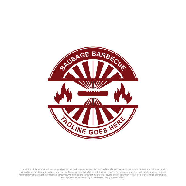 香肠烧烤标志徽章矢量，最适合快餐标志模板图片下载