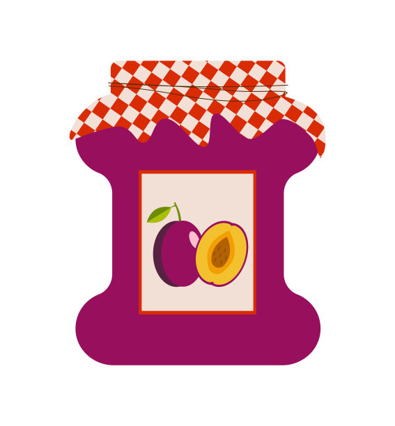 WebVector图形。明亮的，卡通插图的果酱瓶。Auutmnal收获插图。手绘可爱的食物人物。图片下载