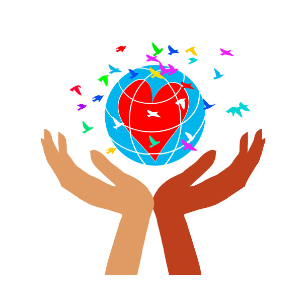 手与地球同在，全世界的人们捧着地球。图片下载