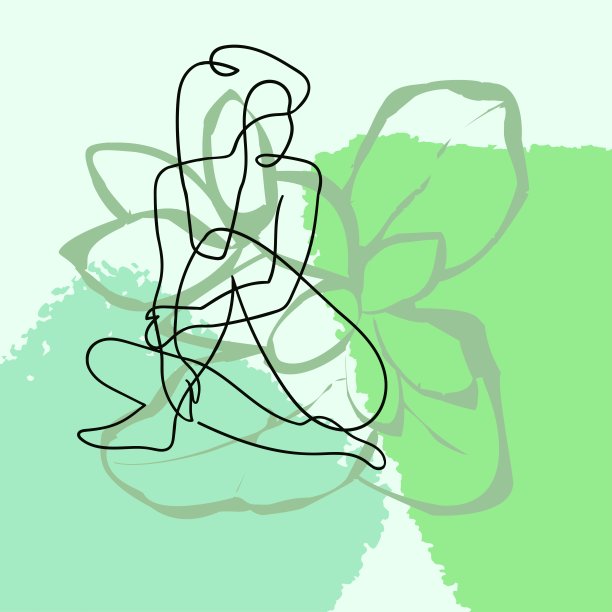 轮廓插图的女人身体上的花卉背景图片下载