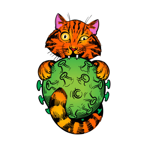 搞笑猫与COVID-19病毒图片下载