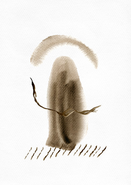 水彩抽象手绘插图与深褐色和阴影纹理形状，线和笔触。深褐色和本影照片，人像方向图片下载