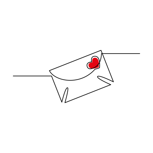 情人节，信封红心，连行。图片下载