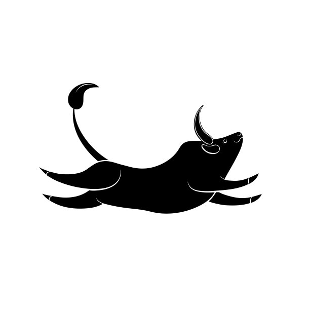 快乐牛剪影图片下载