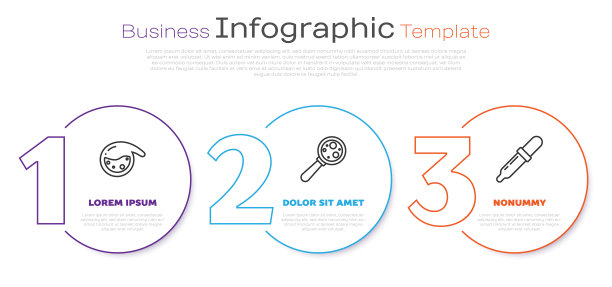 设化学试剂试管和烧瓶，微生物放大镜和移液管。业务信息模板。向量图片下载