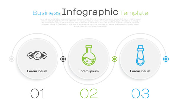 设置线糖果，瓶药水和瓶药水。业务信息图模板。向量图片下载