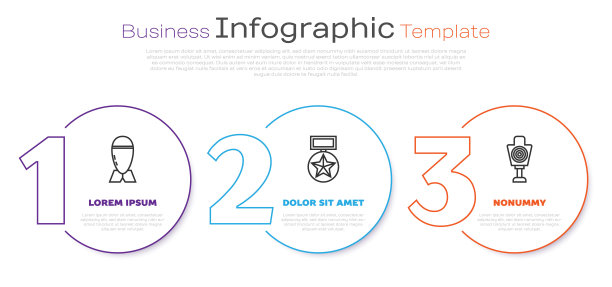 设置航线航空炸弹，军事奖励奖章和人体目标射击运动。业务信息模板。向量图片下载