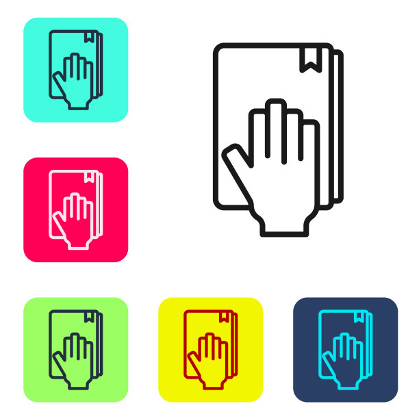 黑线上的誓言圣像孤立在白色背景上。法庭程序。真理和真理。承诺在神面前。设置图标的颜色方形按钮。向量图片下载