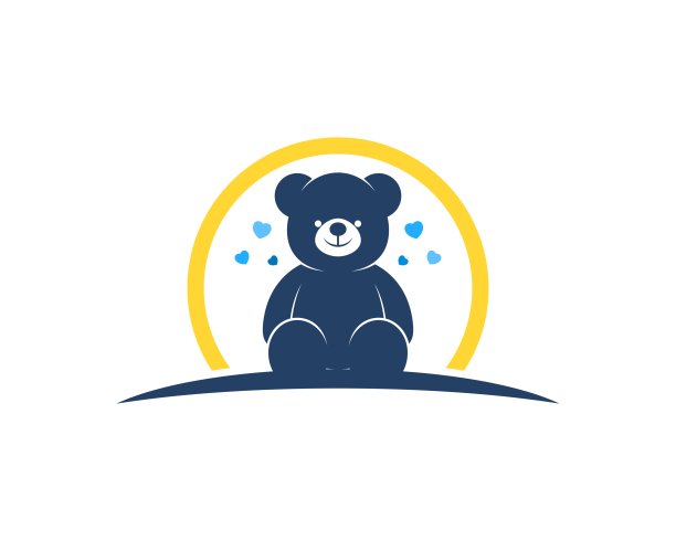 可爱的泰迪熊与爱和黄色的圆圈形状图片下载