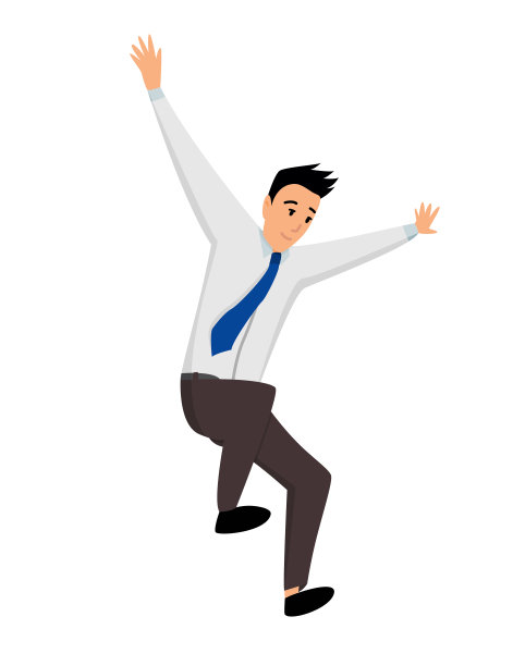 业务人员。商人在白色背景上跳了起来。平面设计的矢量插图。上班族跳跃。卡通业务团队成员图片下载