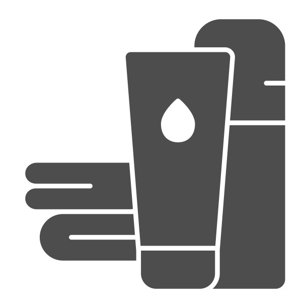 毛巾和防晒霜固体图标，水上公园概念，海滩配件标志上的白色背景，海滩毛巾和防晒霜图标在移动和网页设计的象形风格。矢量图形。图片下载