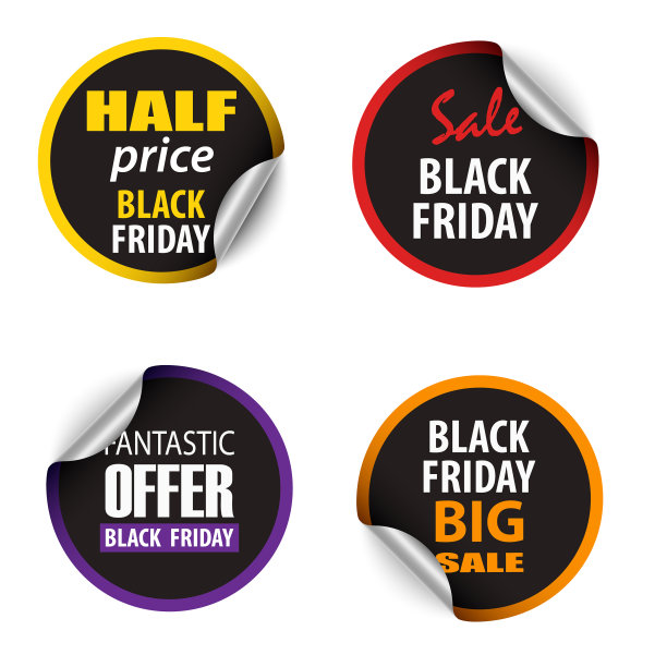 收集黑色星期五促销的彩色贴纸模板图片下载