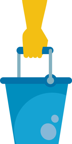 手与橡胶手套和桶整理图片下载