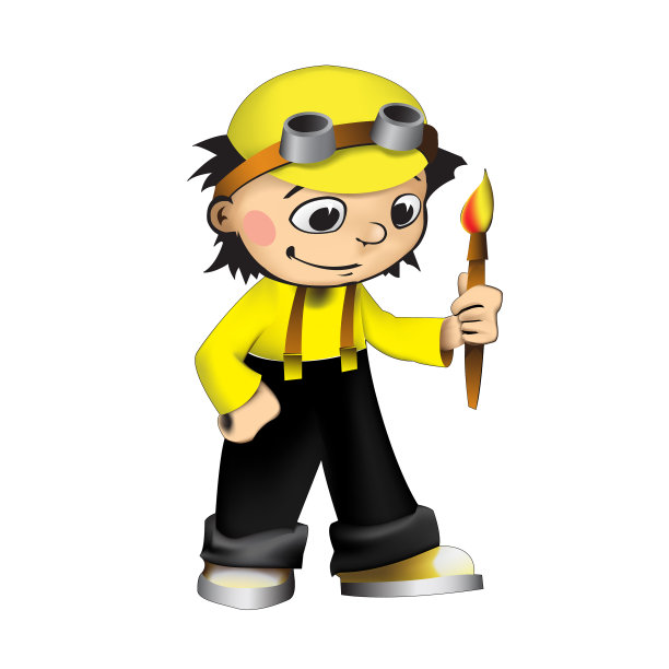 性格开朗的艺术家用画笔图片下载