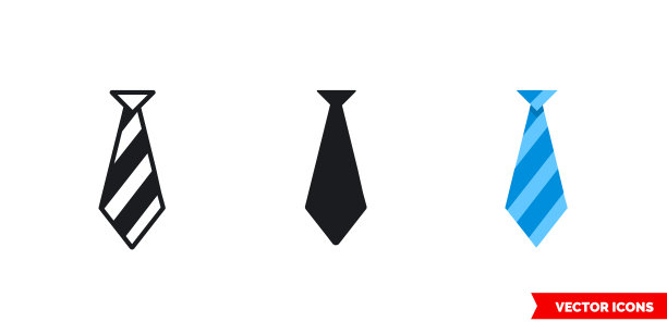 领带图标3种类型的孤立符号符号图片下载