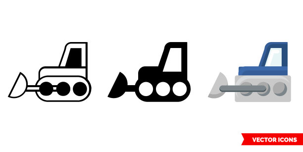 拖拉机图标3种类型孤立标志图片下载