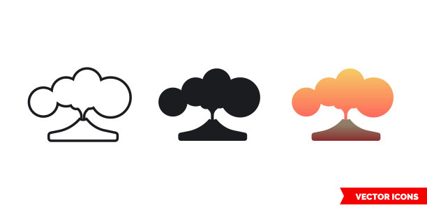 火山图标3种类型孤立标志图片下载